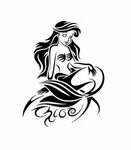 Black ink Ariel cartoon mermaid tattoo - Tattoo.wf Mermaid w