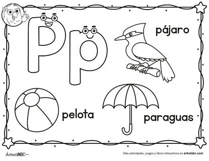 Letra P para colorear Árbol ABC Trazos de letras, Actividade