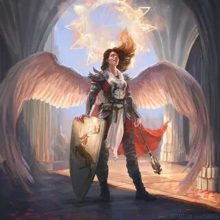 ArtStation - Alarielle, aasimar cleric of Amaunator, commiss