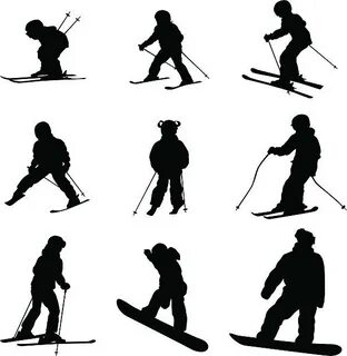 Girl Skiing Silhouette - Сток картинки - iStock