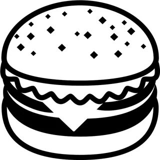Hamburger Emoji Clipart - Black And White Food Emoji - Png D