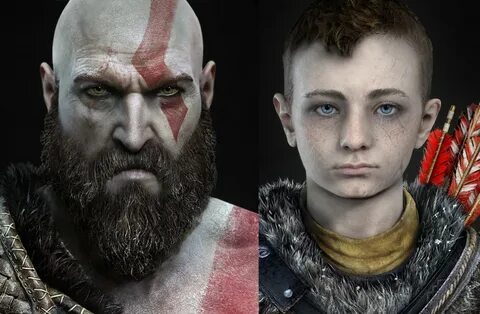 Несколько рендеров Кратоса и его сына из God Of War