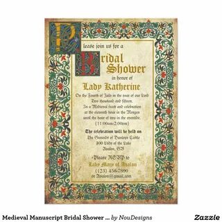 Medieval Manuscript Bridal Shower Invitation Card Zazzle.com