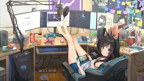 #341318 Gamer, Girls, Anime, Gaming, Desktop, Computer, Setu