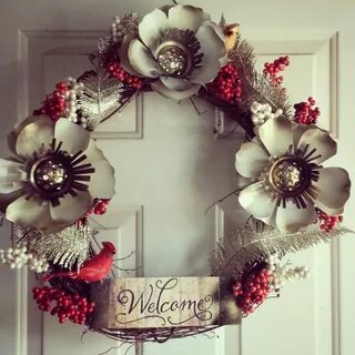 Christmas metal flower wreath by gardendreamsdecor Metal flo
