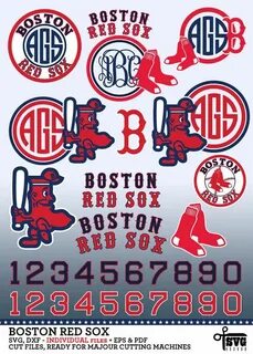 Boston Red Sox Monogram Frame Logos Numbers. by SVGheavenSTO