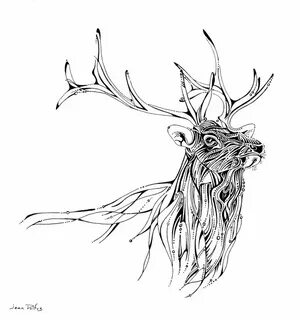 Elk Line Drawing Elk Illustration Wildlife Artwork Unique Et