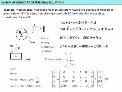 SYSTEM OF ORDINARY DIFFERENTIAL EQUATIONS Example: Mathemati