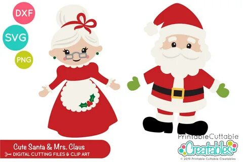 Cute Santa & Mrs. Claus SVG Cut Files / Clipart E505 svg Ets