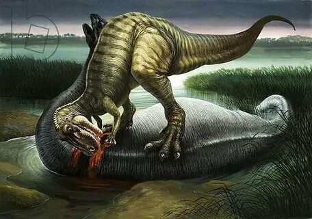 Купить репродукцию картины Allosaurus eating an Apatosaurus,