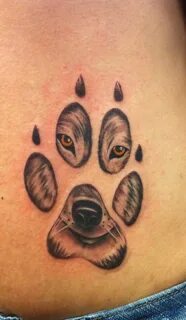 Wolf face in paw print by Tina Gray Wolf paw tattoos, Wolf p