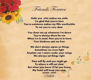 Friends Forever Friend poems, Best friend poems, Friendship 