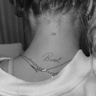 Sofia Richie's "Bird" lettering tattoo
