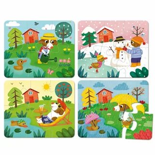 Puzzle 4 x 6 pièces : Les 4 saisons - Vilac - Rue des Puzzle