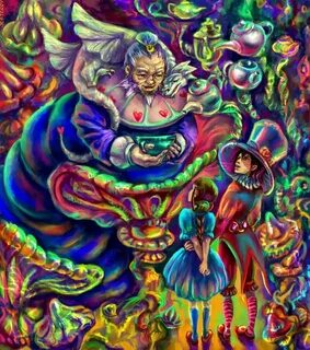 Trippy Alice in wonderland artwork, Alice in wonderland draw