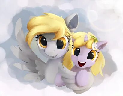 #1106805 - safe, artist:scootiebloom, derpy hooves, dinky ho