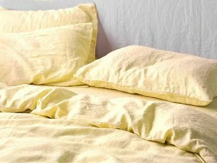 Pastel Yellow Linen Duvet Cover / 1 Duvet Cover / Softened E