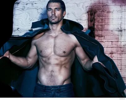 David Gandy Poses Shirtless in Leather + Jeans for HGIssue