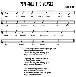 Pop! Goes the Weasel Pop goes the weasel, Music notes, Laugh