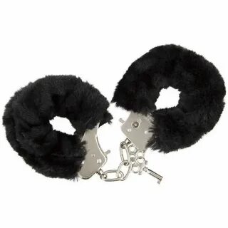 Чёрные меховые наручники с ключиками Furry Handcuffs купить 