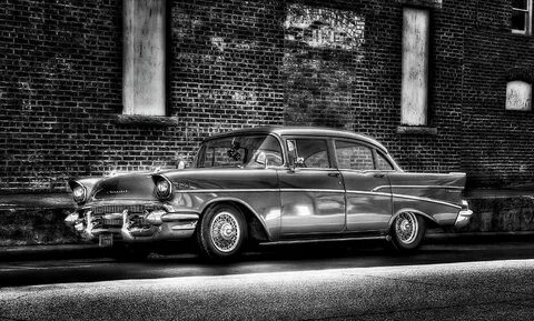 Black and White 57 Chevy Photograph by Tony Colvin