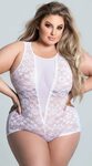 Plus Size Seduction In Lace Teddy, Plus Size Lace and Mesh T