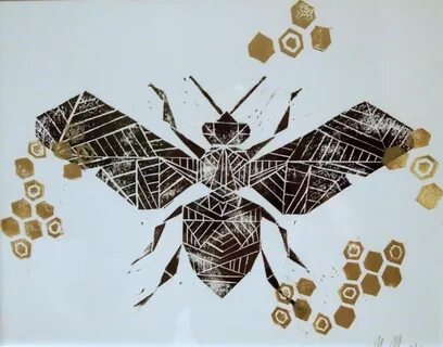 Bee geometric print by MAIDABYNINA Honeybee art, Bee art, Fa