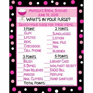 Whats In Your Purse Game Bridal shower games, Bridal shower,