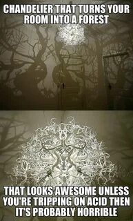 Chandelier turns room into a forest. Funny pictures, Funny, 