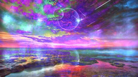 Purple Space Above Water HD Trippy Wallpaper/a Wallpaper - W