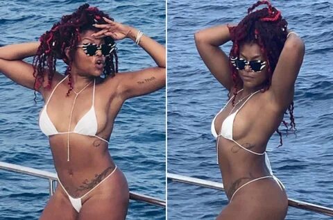 Taraji P. Henson parties and poses in a thong bikini for 50t