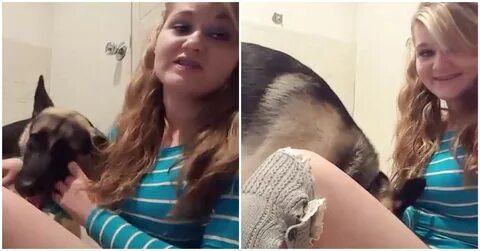 Teen sucking her dogs dick
