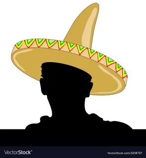 Mexican man silhouette with sombrero Royalty Free Vector