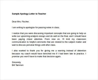 Apology Letter To Parents From School Sample Apology Letter 