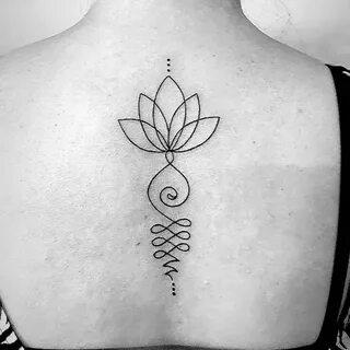 Unalome Lotus tattoo. The Unalome is originally a hindu symb