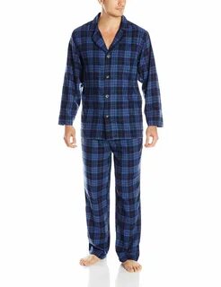 Mens Pajama Set Plaid Long Sleeve Button-Down Sleepwear Loun