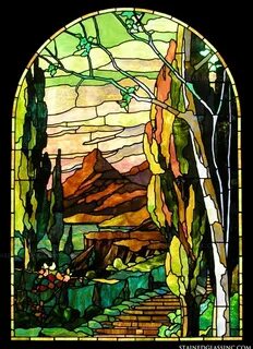"Tiffany Mountain" Stained Glass Window Stained glass design
