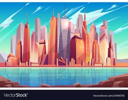 New york city skyline cartoon background Vector Image