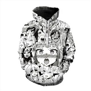 AHEGAO HOODIE Anime 3D Baskı Erkekler Kadın Sokak Giyim Hentai Desen O boyu