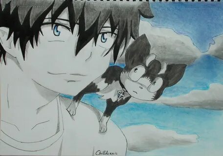 My new anime drawing: Rin Okumura with Kura from Aon No Exor