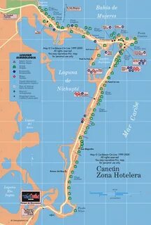 Map of Zona Hotelera, Cancun