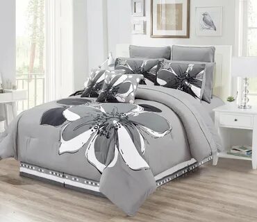 Buy 12 - Piece Grey, Gray, Black, White floral Bed-in-a-bag 