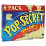 Pop Secret Microwave Popcorn, Extra Butter, 3.2oz Bags, 6/Bo