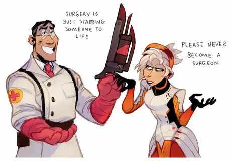 Mercy from Overwatch and Medic from TF2 have a conversation 