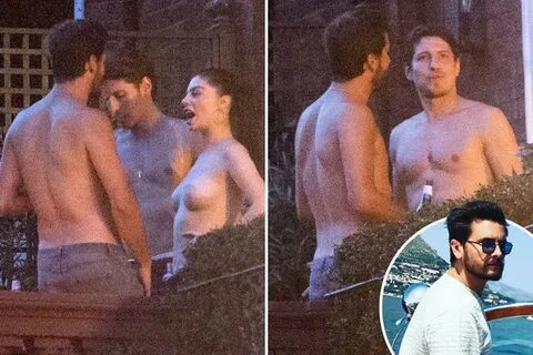 Scott Disick strips off with TOPLESS woman and a male pal fo