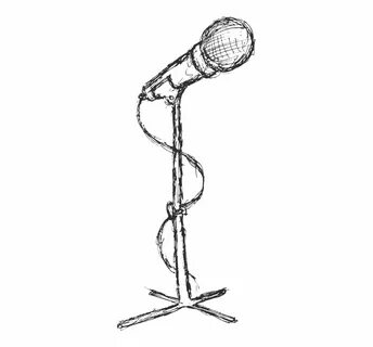 Microphone, Drawing, Painting, Black And White Png - Microph