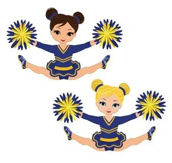 Happy cheerleader in blue uniform with pom poms 5151802 Vect