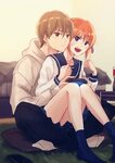 Anime Couple Sitting Together - Couple at home sitting on so