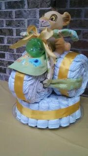 My Lion King tricycle diaper cake. Includes 112 Huggies diap