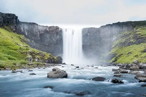 Prachtig Uitzicht Op Gufufoss Een Waterval In Seydisfjordur 